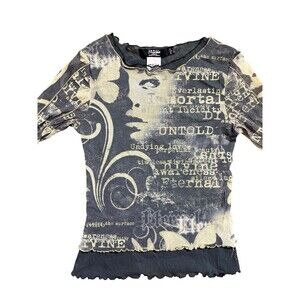 Jaded London Primavera Mesh Layered Long Sleeve Top SZ 6 Grunge Punk